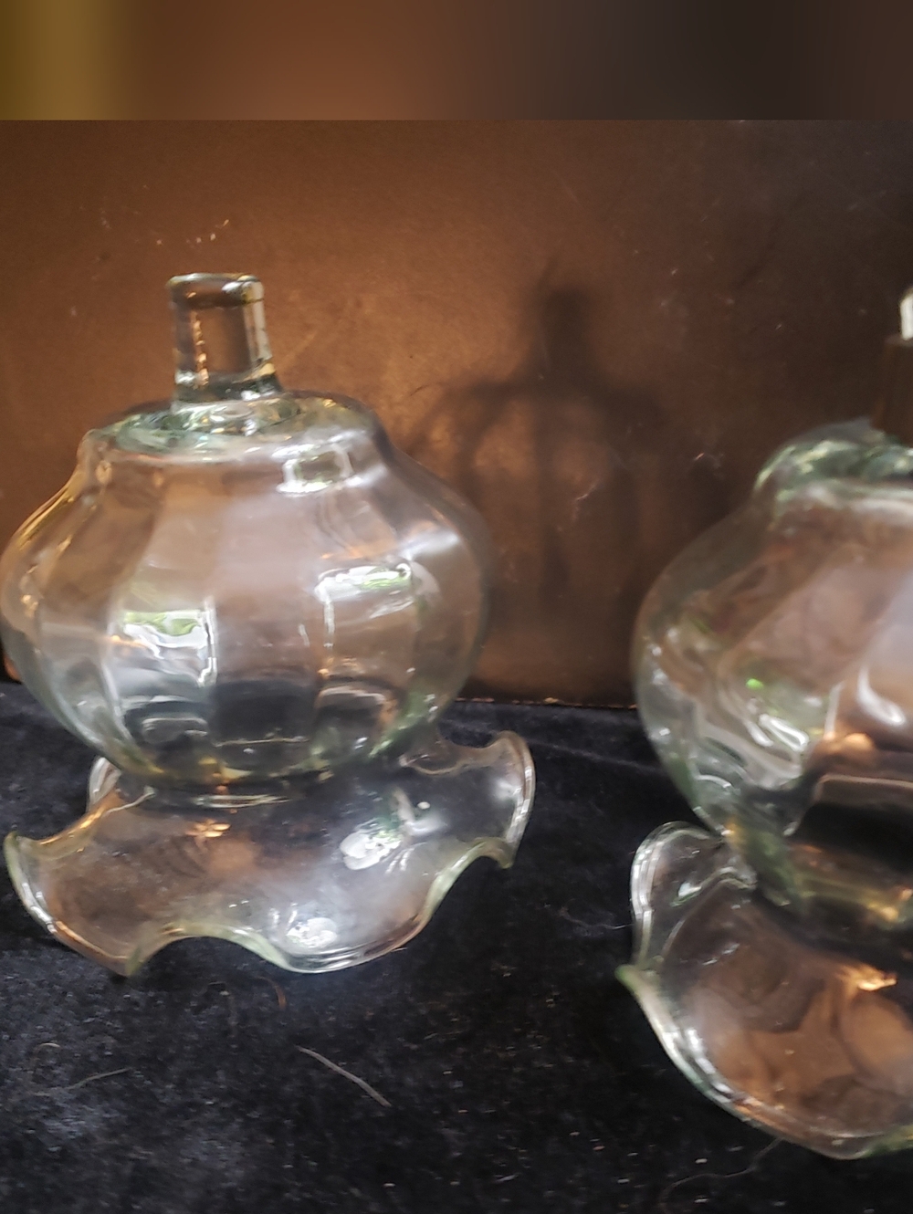 Lovely Vintage Glass Ruffled Peg Vases for Candlesticks: Pair (2)
